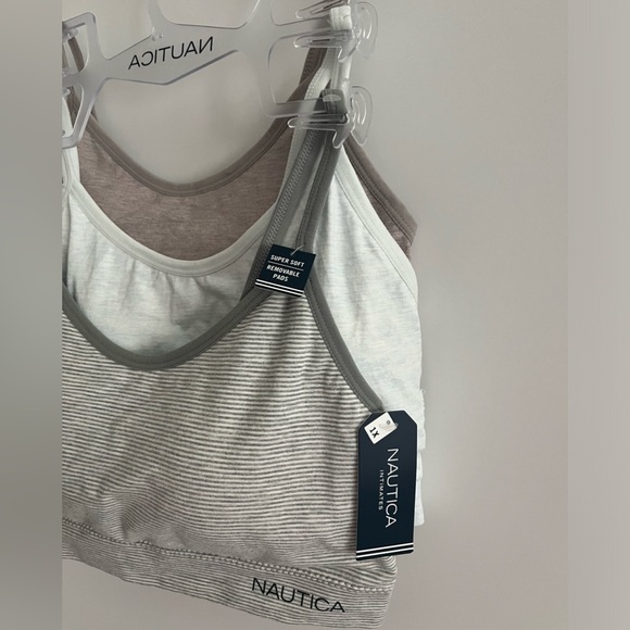 Nautica Seamless Pull-on 3 pc Bralettes/Sports Bras Set w/Removable Pads - Picture 3 of 11